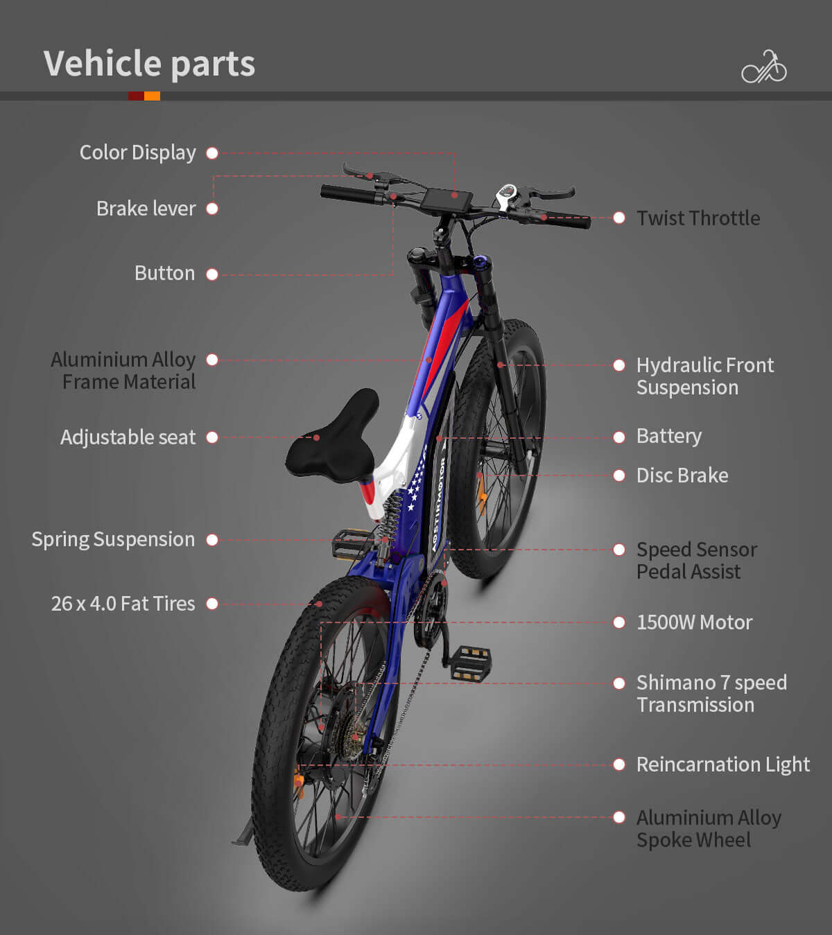 Aostirmotor S17 Big Front Fork Mountain Dirt E-Bike