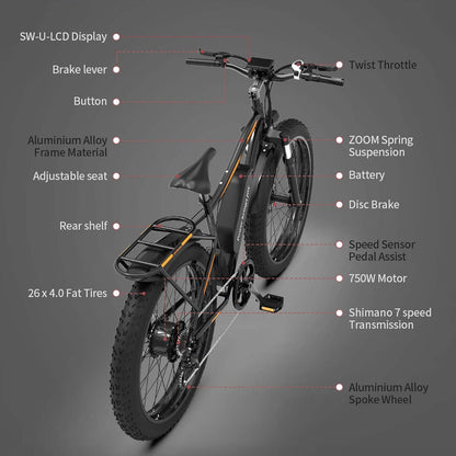 Ebike - Aostirmotor S07-B 48V 750W Mountain Electric Bike